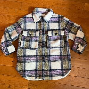 Zara Kids Plaid Shirt in Cream, Purple, and Black
